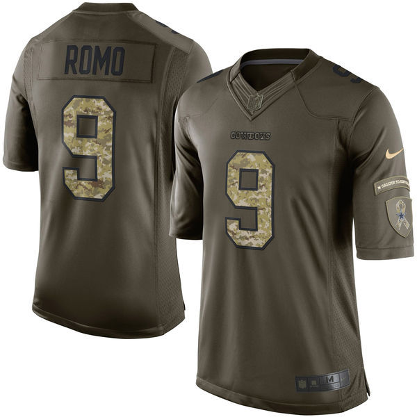 Dallas Cowboys 9 Romo Army green 2015 Nike Salute To Service